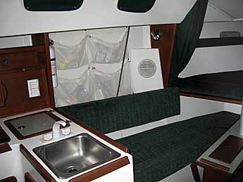 Salon port side showing 6' settee.