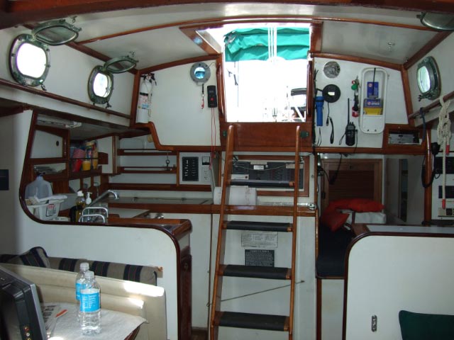 Galley view of "Navigo" Creekmore 34 sailboat